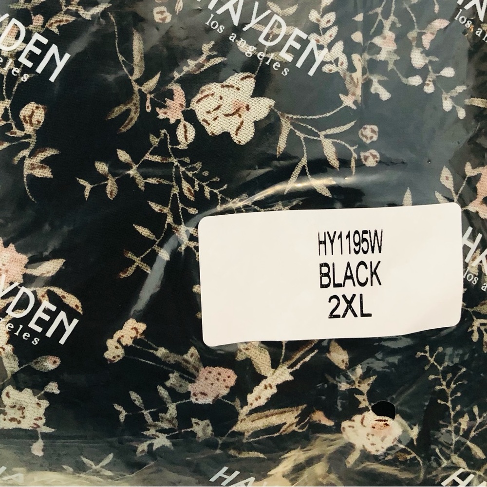 Hayden Pleated Black Floral Printed Short Sleeve Midi Dress. NWT! Sz 2X - Picture 11 of 11